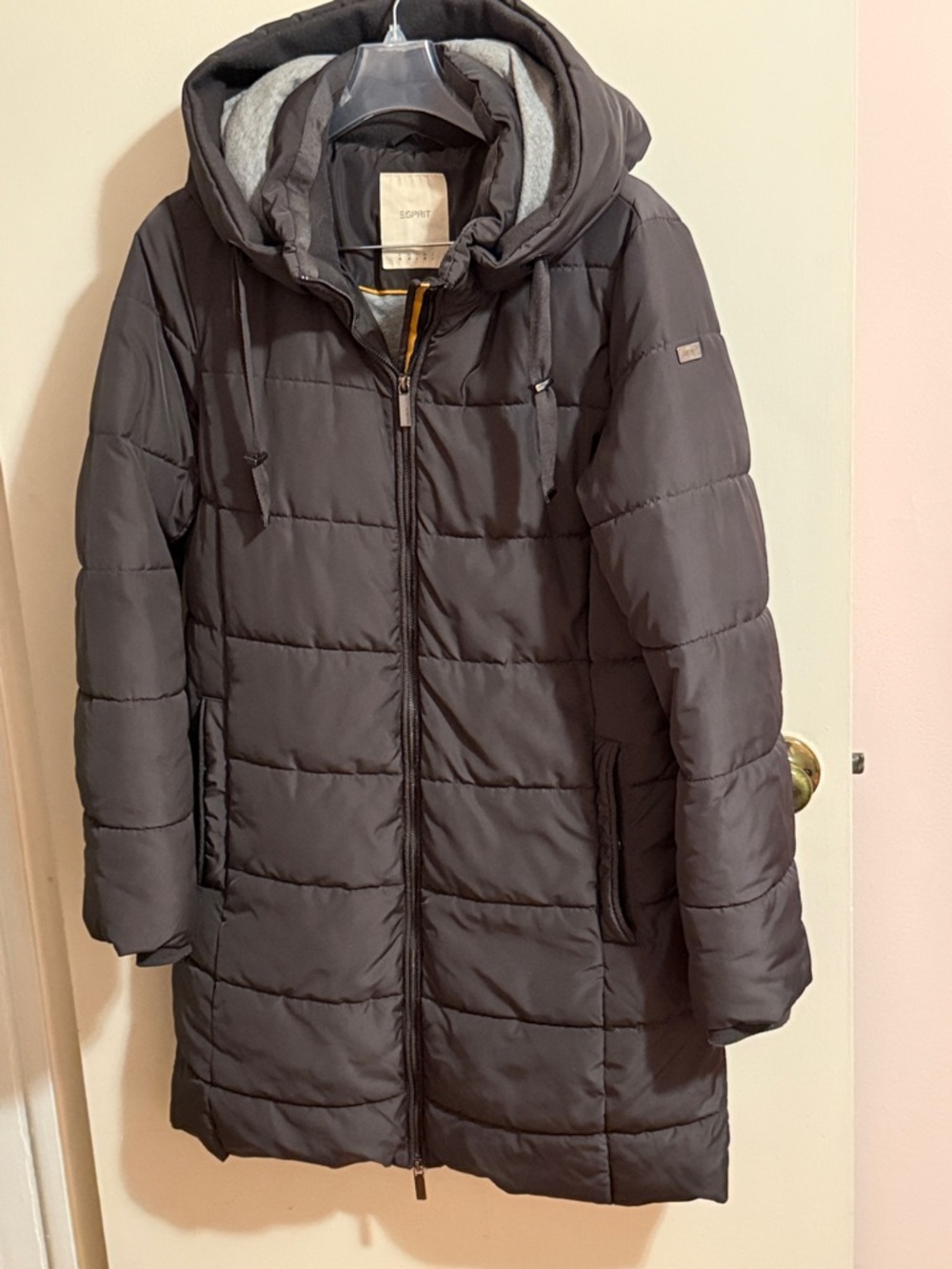 Esprit Dark Gray Quilted Hooded Puffer Jacket